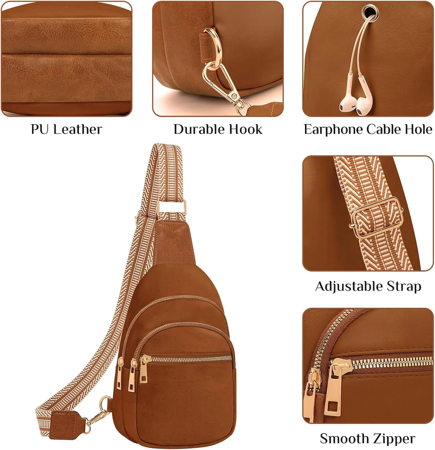Small Leather Sling Bags for Women Fashion Crossbody Backpack Purse Sling Crossbody Bgas