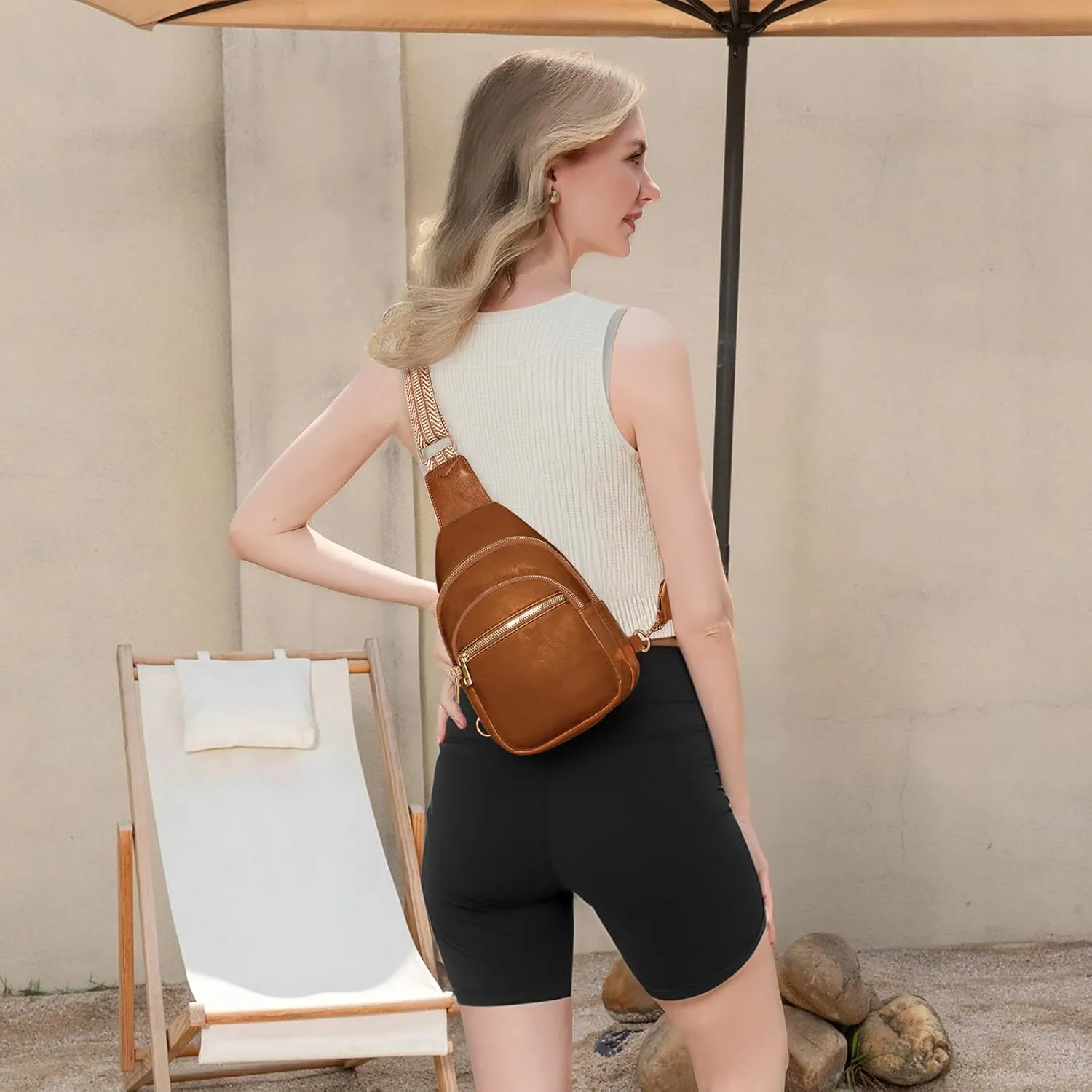 Small Leather Sling Bags for Women Fashion Crossbody Backpack Purse Sling Crossbody Bgas