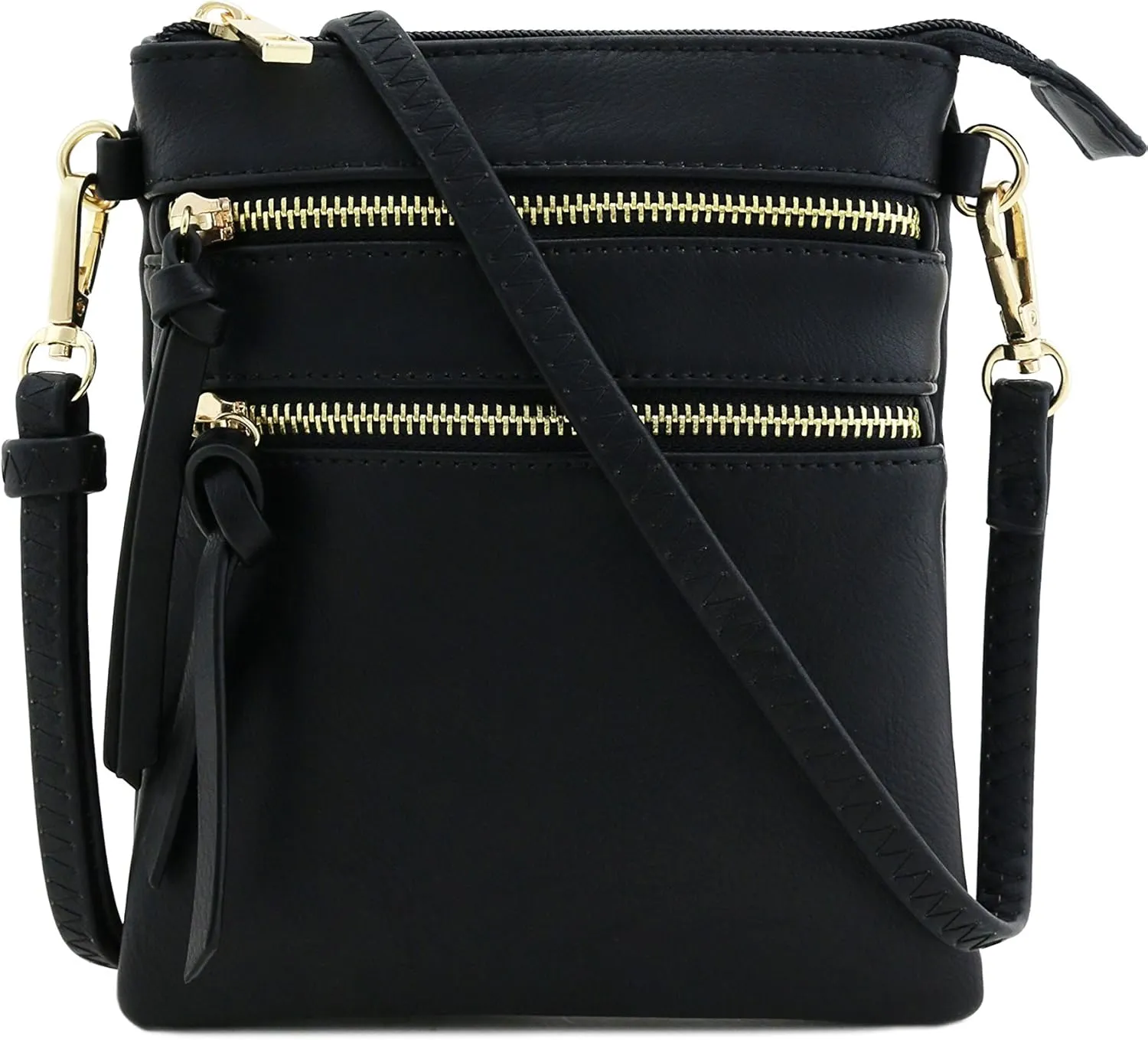 Small Lightweight Shoulder Bag for Women, Mini Multi Zipper Pocket Crossbody Handbag with Adjustable strap