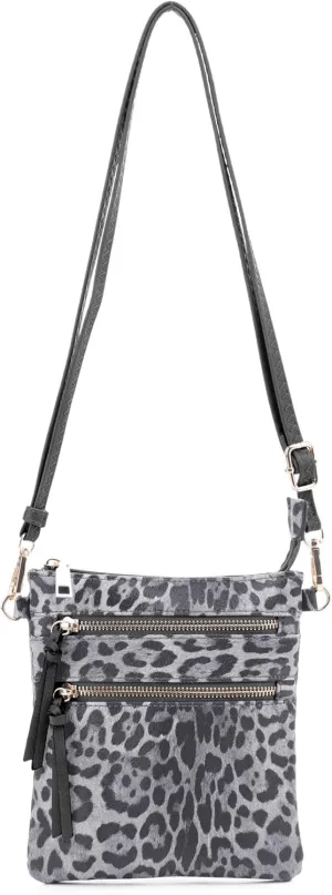 Small Lightweight Shoulder Bag for Women, Mini Multi Zipper Pocket Crossbody Handbag with Adjustable strap