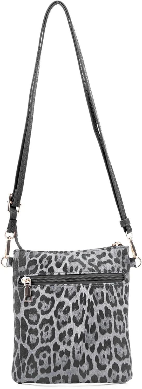 Small Lightweight Shoulder Bag for Women, Mini Multi Zipper Pocket Crossbody Handbag with Adjustable strap