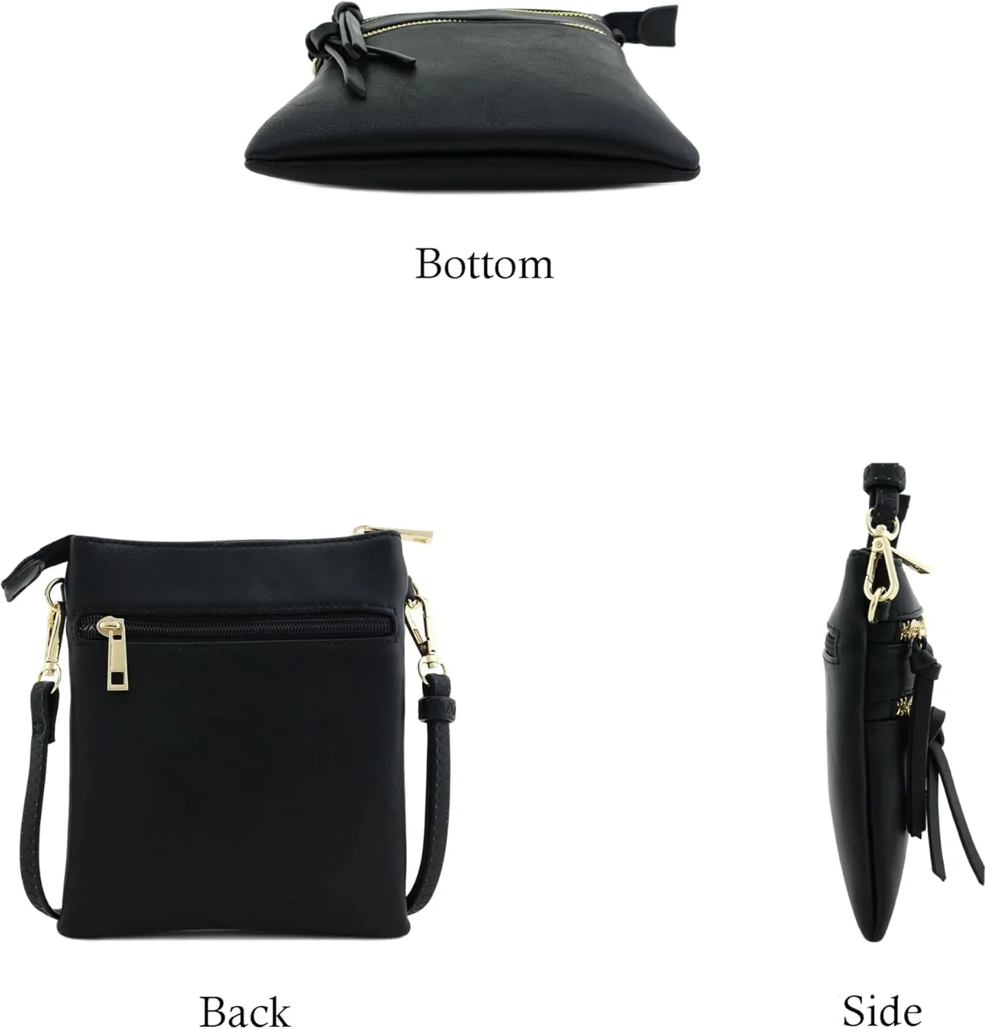 Small Lightweight Shoulder Bag for Women, Mini Multi Zipper Pocket Crossbody Handbag with Adjustable strap