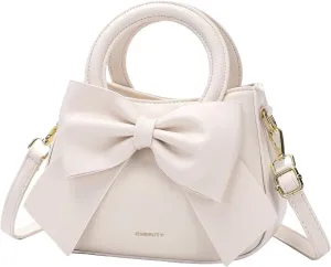 Small Purses for Women Crossbody Bag, Vegan Leather Crossbody Purses and Handbags with Top Carry Handle and Cute Bow Knot
