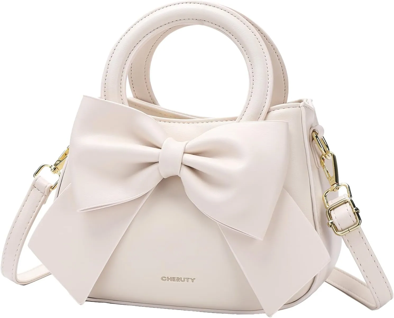 Small Purses for Women Crossbody Bag, Vegan Leather Crossbody Purses and Handbags with Top Carry Handle and Cute Bow Knot
