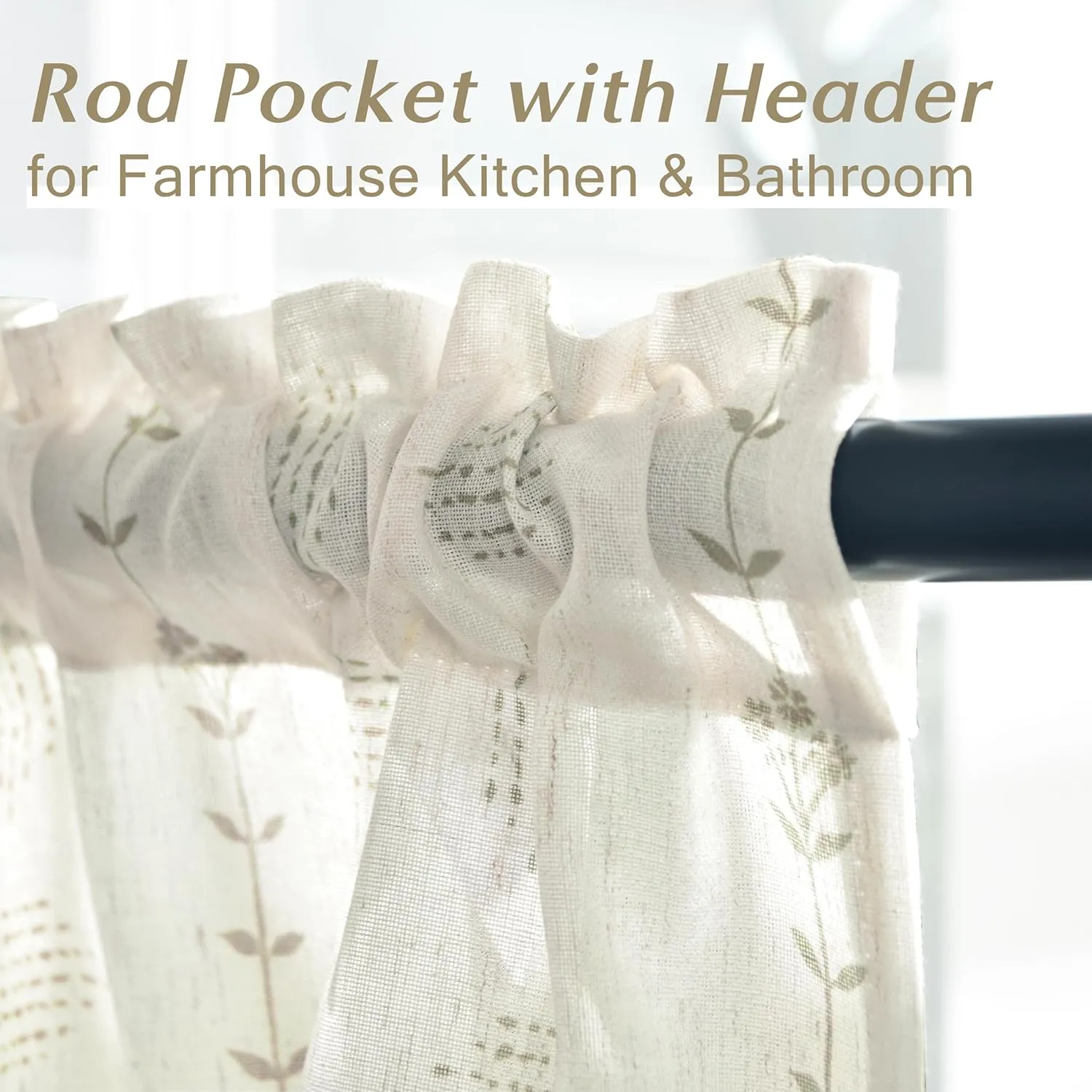 Small Window Curtains for Kitchen,Farmhouse Sheer Whimsical Boho Half Curtains for Windows,Tan Beige