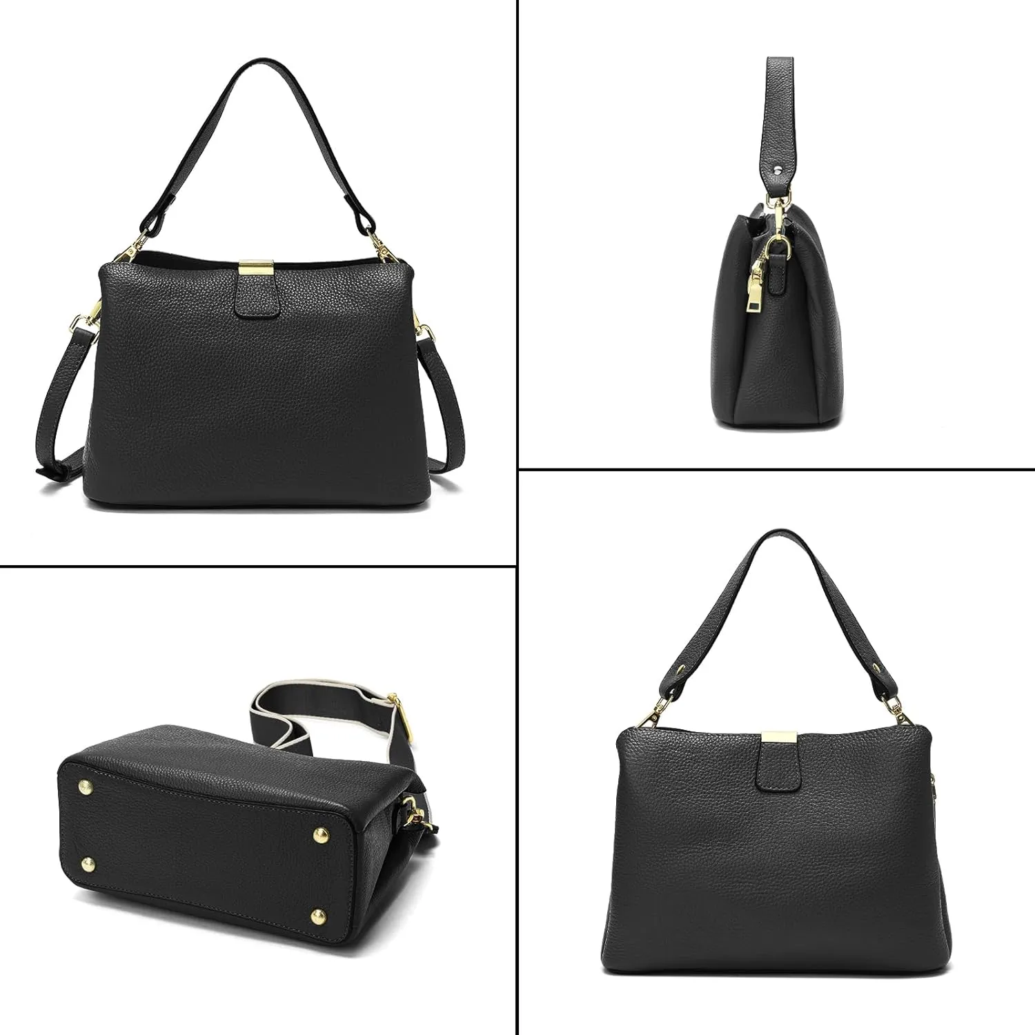 Small Women Soft Genuine Leather Shoulder Bag Crossbody Purses for Lady Bucket Handbag