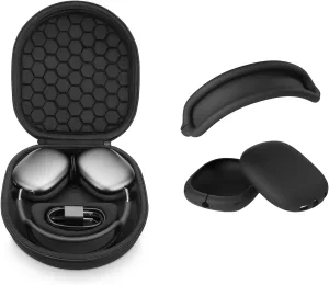 Smart Case for AirPods Max Headphones Supports Sleep Mode, with AirPods Max Silicone Earpad Cover and Headband Cover Anti-Scratch Accessories, Hard Organizer Portable Carry Travel