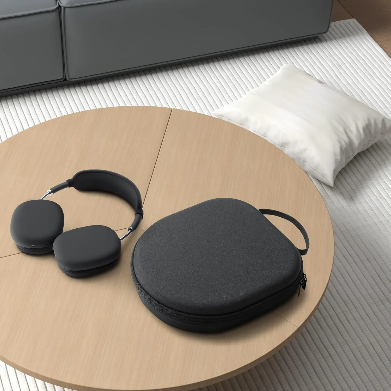 Smart Case for AirPods Max Headphones Supports Sleep Mode, with AirPods Max Silicone Earpad Cover and Headband Cover Anti-Scratch Accessories, Hard Organizer Portable Carry Travel