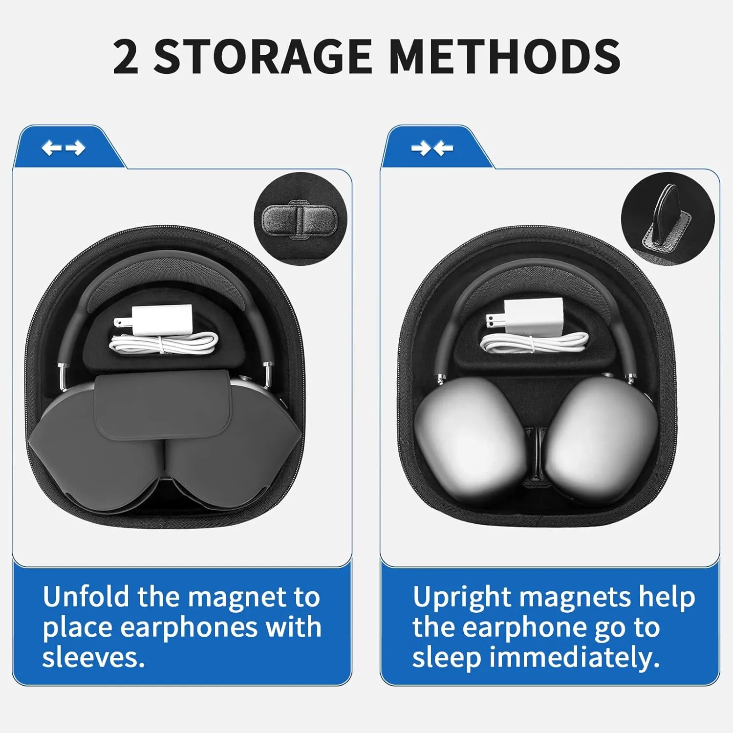 Smart Case for AirPods Max Headphones Supports Sleep Mode, with AirPods Max Silicone Earpad Cover and Headband Cover Anti-Scratch Accessories, Hard Organizer Portable Carry Travel