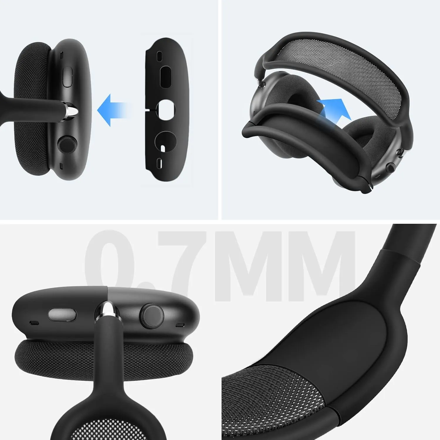 Smart Case for AirPods Max Headphones Supports Sleep Mode, with AirPods Max Silicone Earpad Cover and Headband Cover Anti-Scratch Accessories, Hard Organizer Portable Carry Travel