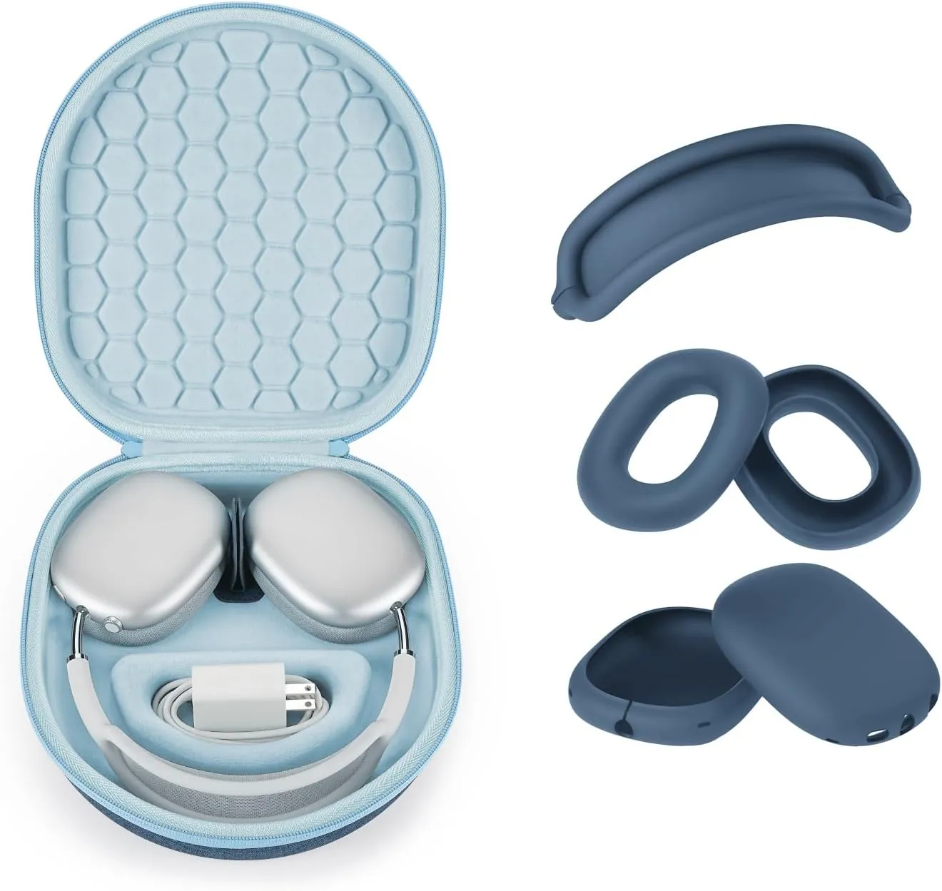 Smart Case for AirPods Max Headphones - Supports Sleep Mode, with Silicone Earpad Cover and Headband Cover - Anti-Scratch Accessories, Portable Hard Organizer