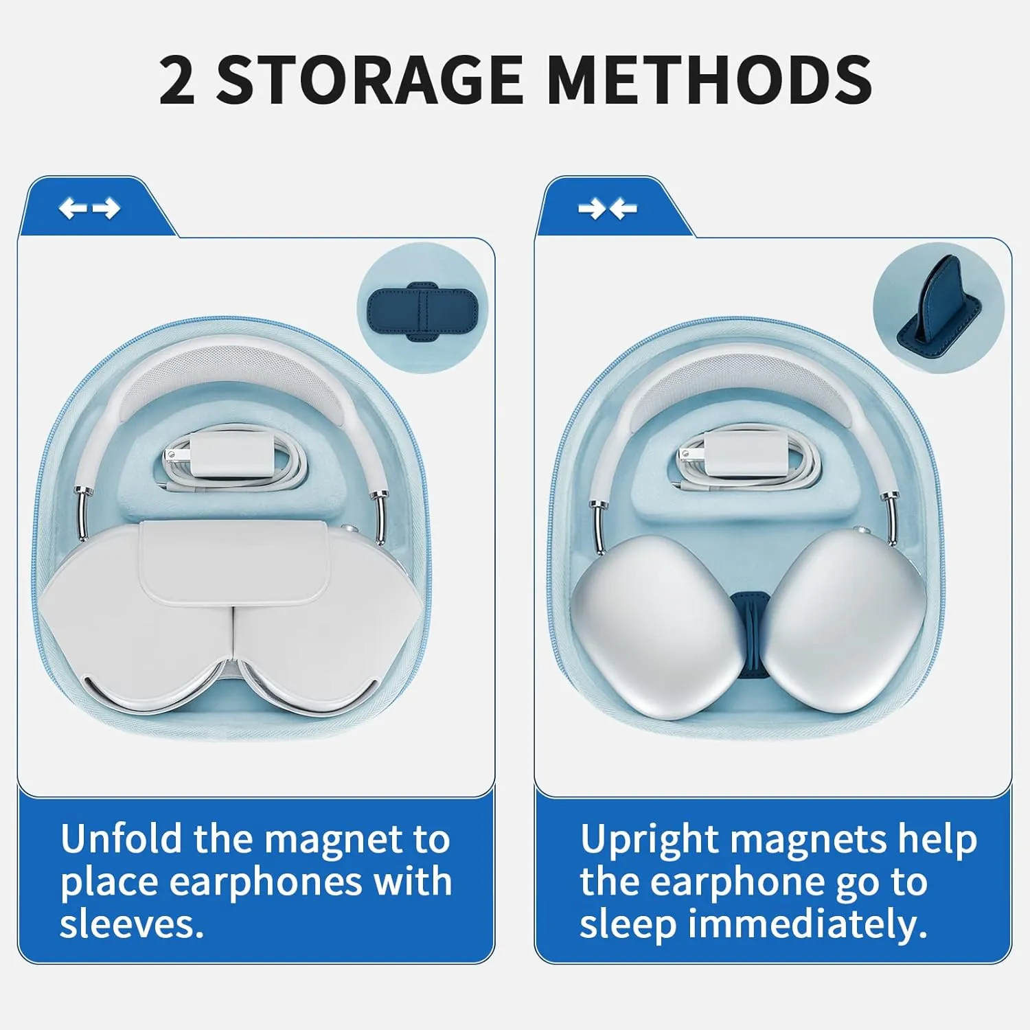 Smart Case for AirPods Max Headphones - Supports Sleep Mode, with Silicone Earpad Cover and Headband Cover - Anti-Scratch Accessories, Portable Hard Organizer