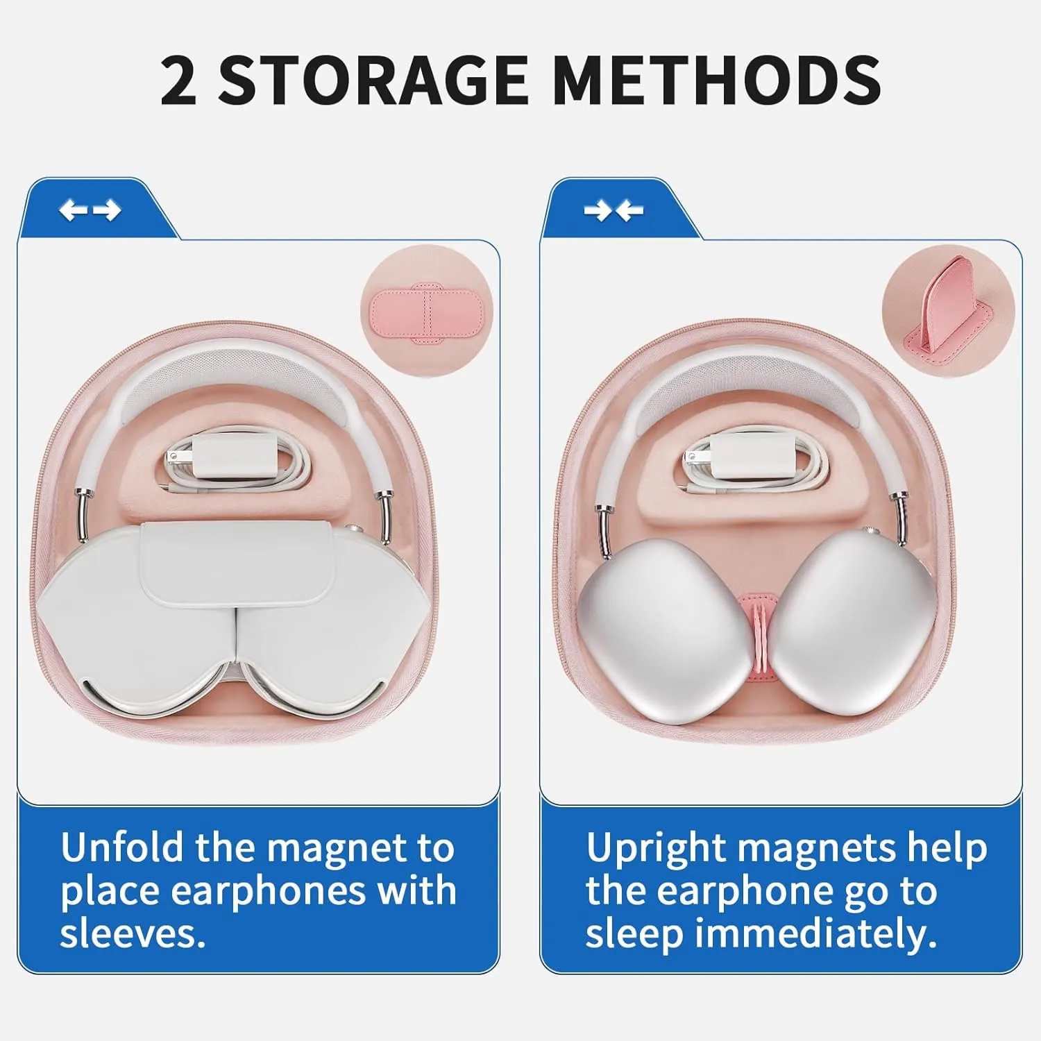 Smart Case for Apple AirPods Max Supports Sleep Mode, Hard Organizer Portable Carry Travel Cover Storage Bag (Coral red)