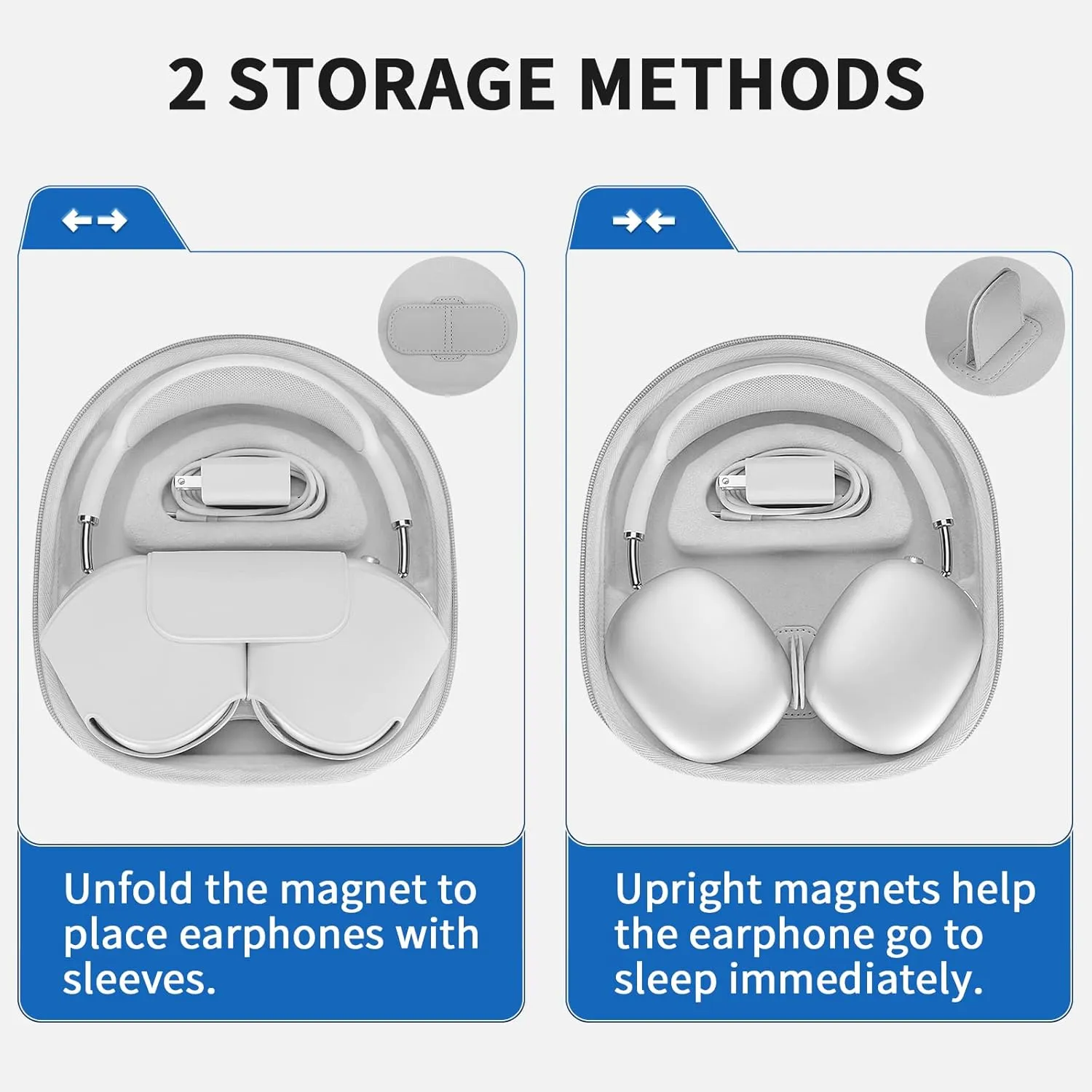 Smart Case for New Apple AirPods Max Supports Sleep Mode, Hard Organizer Portable Carry Travel Cover Storage Bag