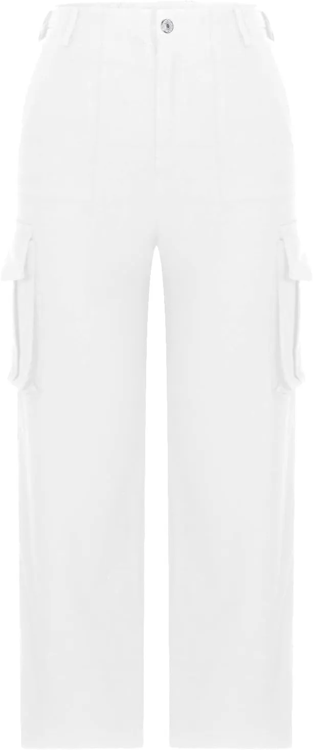 SMIDOW Casual Wide Leg Cargo Pants for Women High Waist Straight Leg Trousers with Pockets Streetwear Stretchy Pants