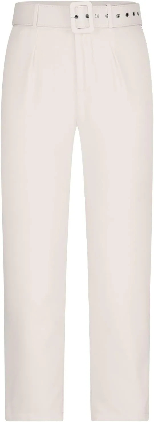 SMIDOW Womens Suit Pants Cargo Pants Straight Leg Wide Leg Pants with Matching Belt Formal Trousers Business Pants