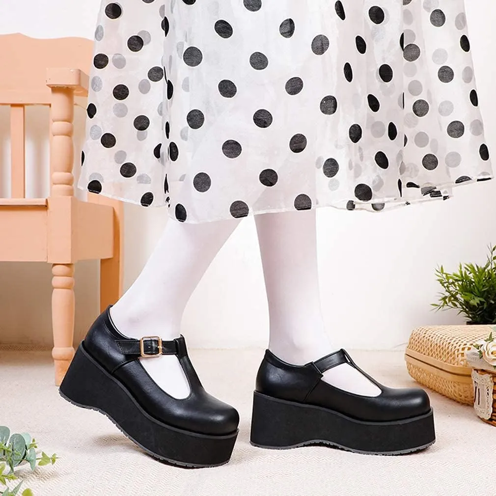 SO SIMPOK Women Gothic Mary Janes Platform Shoes Uniform Dress Wedge Pumps Classic Oxfords Gifts
