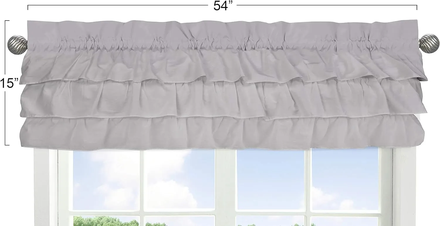 Solid Color Grey Shabby Chic Ruffle Window Treatment Valance for Harper Collection by Sweet Jojo Designs