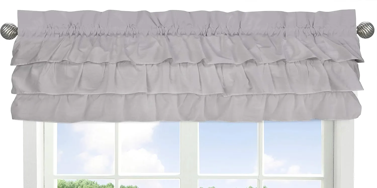 Solid Color Grey Shabby Chic Ruffle Window Treatment Valance for Harper Collection by Sweet Jojo Designs
