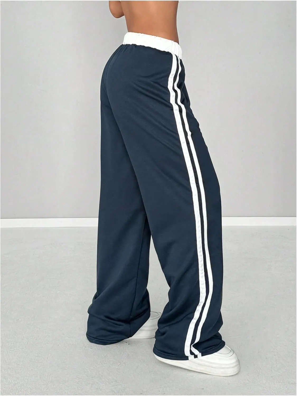 SOLY HUX Women's Drawstring Waist Sports Sweatpants Retro Wide Leg Baggy Pants Streetwear