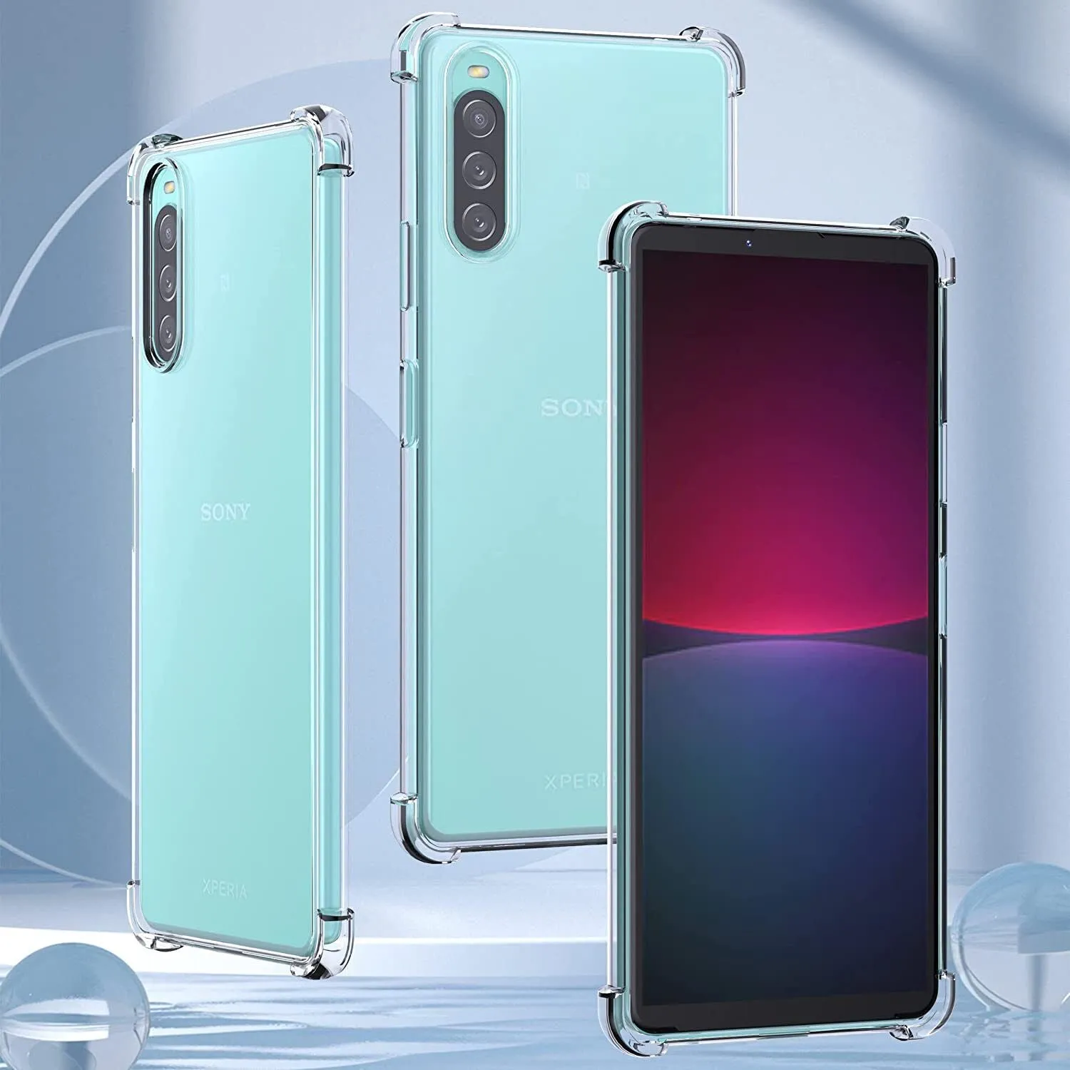 Sony Xperia 10 IV Case Clear Shockproof Cover & Glass Screen Protector