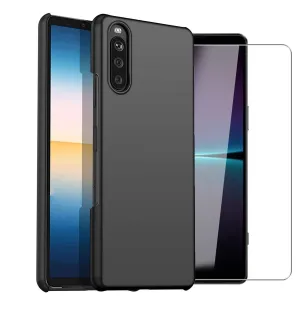 Sony Xperia 10 IV Case Slim Hard Cover & Glass Screen Protector