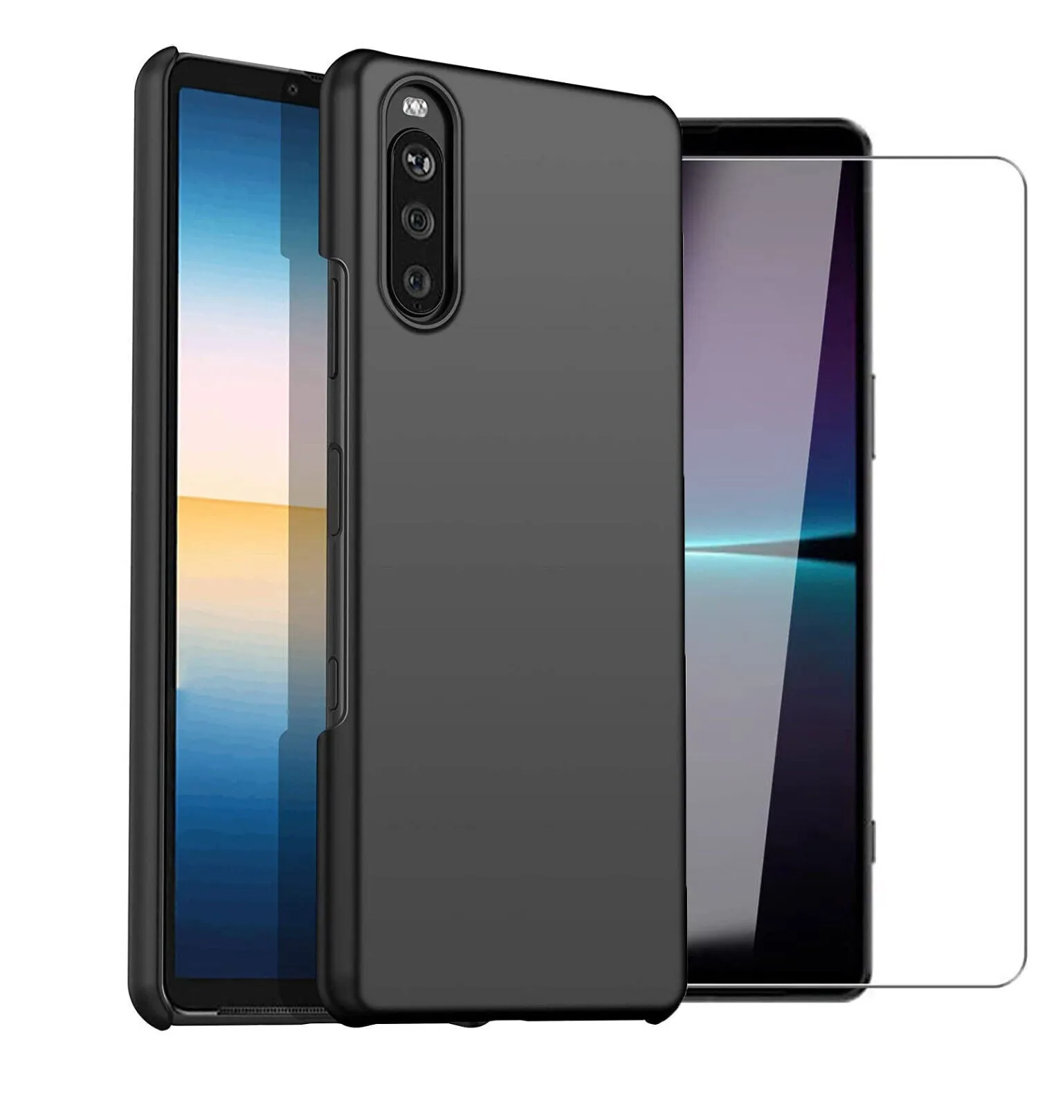 Sony Xperia 10 IV Case Slim Hard Cover & Glass Screen Protector