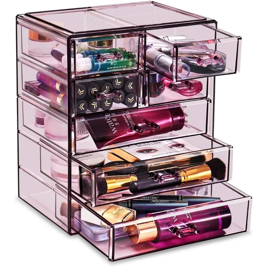 Sorbus Acrylic Clear Makeup Organizer - Big & Spacious Cosmetic Display Case - Stylish Designed Jewelry & Make Up Organizers and Storage for Vanity, Bathroom (4 Large, 2 Small Drawers)
