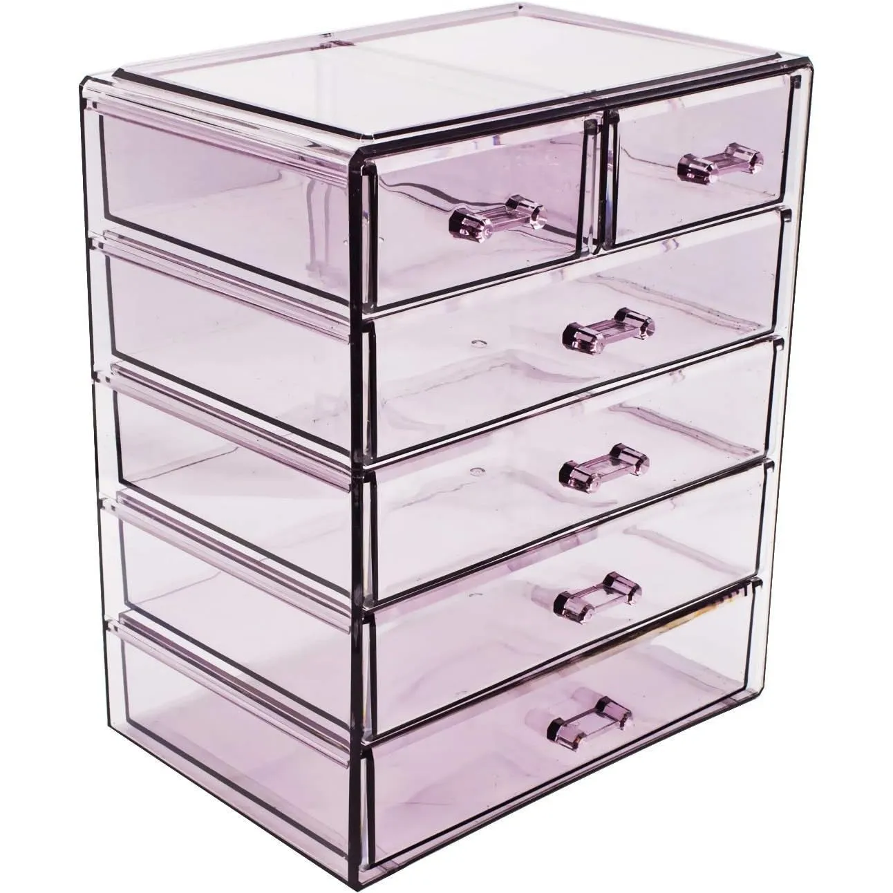 Sorbus Acrylic Clear Makeup Organizer - Big & Spacious Cosmetic Display Case - Stylish Designed Jewelry & Make Up Organizers and Storage for Vanity, Bathroom (4 Large, 2 Small Drawers)