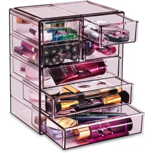 Sorbus Acrylic Clear Makeup Organizer - Big & Spacious Cosmetic Display Case - Stylish Designed Jewelry & Make Up Organizers and Storage for Vanity, Bathroom (4 Large, 2 Small Drawers)