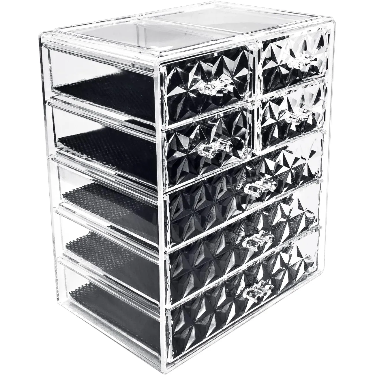 Sorbus Acrylic Makeup Organizer - Organization and Storage Case for Cosmetics Make Up & Jewelry - Big Clear Makeup Organizer for Vanity, Bathroom, College Dorm, Closet, Desk (3 Large, 4 Small Drawers)