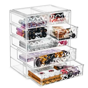Sorbus Acrylic Makeup Organizer - Organization and Storage Case for Cosmetics Make Up & Jewelry - Big Clear Makeup Organizer for Vanity, Bathroom, College Dorm, Closet, Desk (3 Large, 4 Small Drawers)