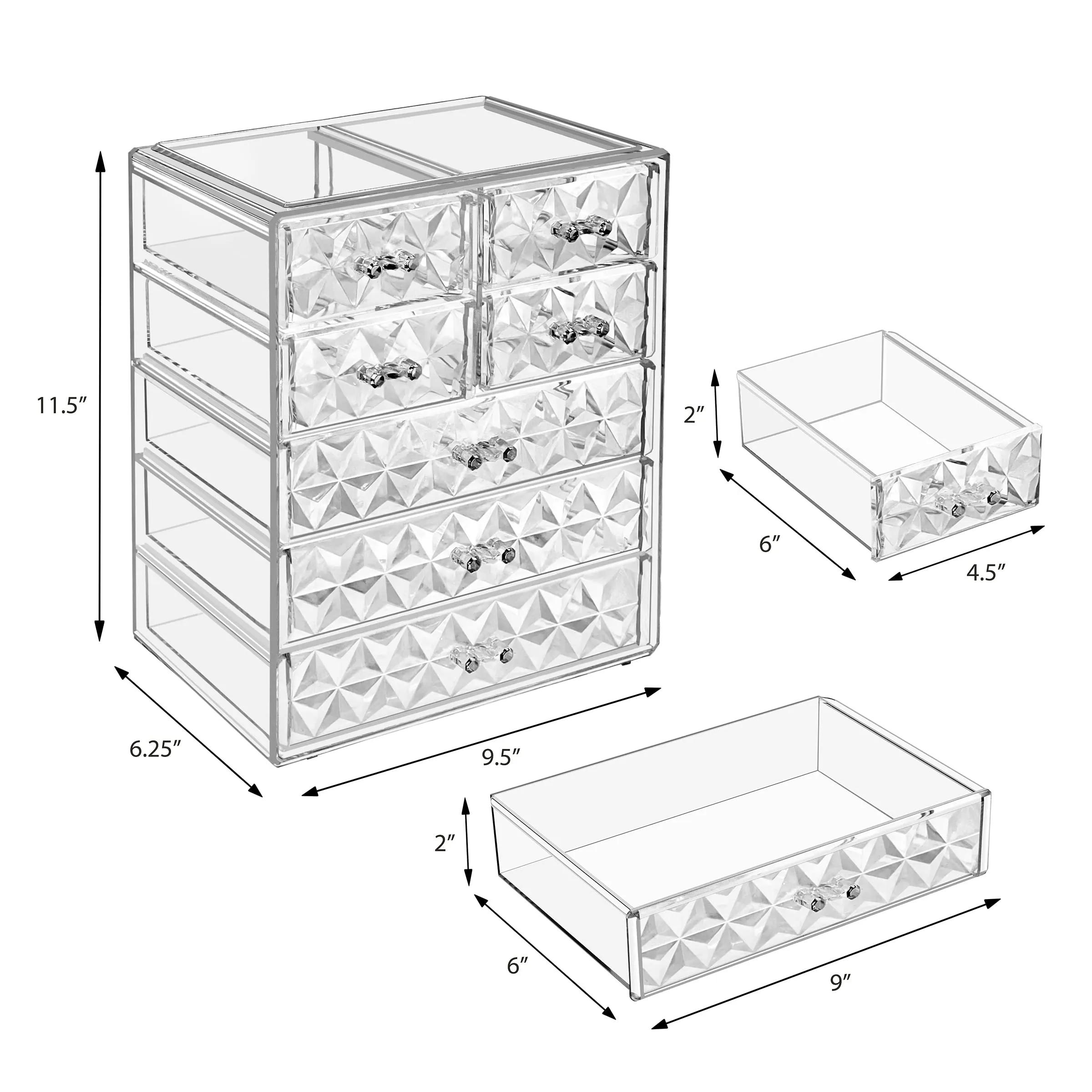 Sorbus Acrylic Makeup Organizer - Organization and Storage Case for Cosmetics Make Up & Jewelry - Big Clear Makeup Organizer for Vanity, Bathroom, College Dorm, Closet, Desk (3 Large, 4 Small Drawers)