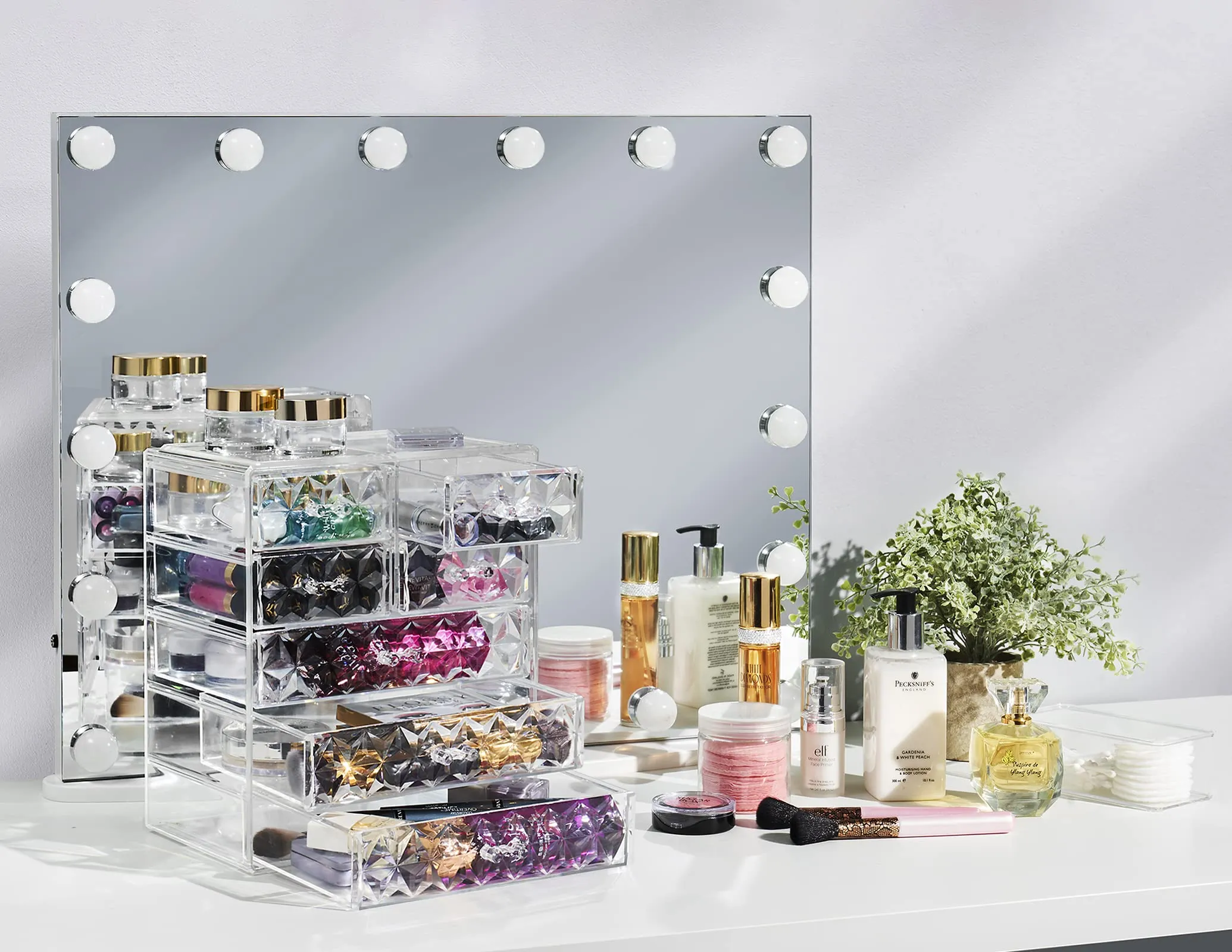 Sorbus Acrylic Makeup Organizer - Organization and Storage Case for Cosmetics Make Up & Jewelry - Big Clear Makeup Organizer for Vanity, Bathroom, College Dorm, Closet, Desk (3 Large, 4 Small Drawers)