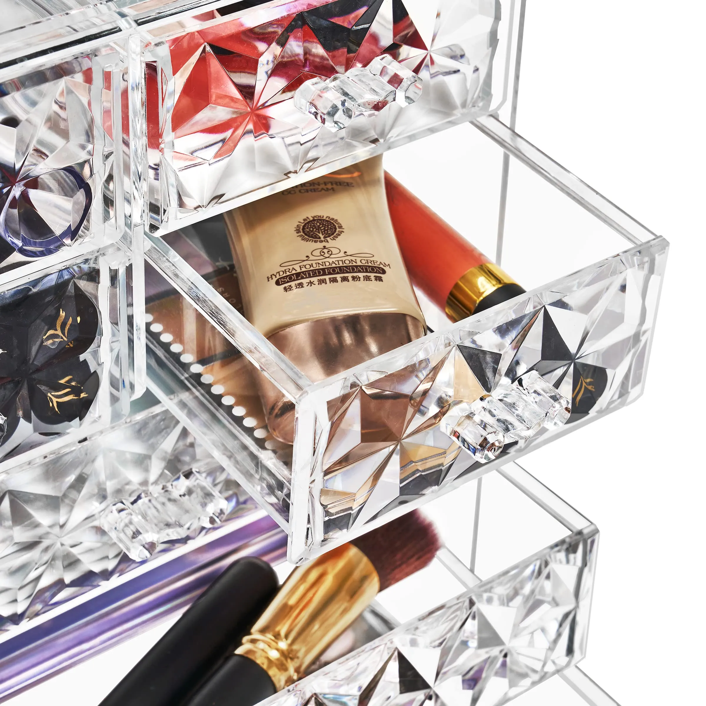Sorbus Acrylic Makeup Organizer - Organization and Storage Case for Cosmetics Make Up & Jewelry - Big Clear Makeup Organizer for Vanity, Bathroom, College Dorm, Closet, Desk (3 Large, 4 Small Drawers)