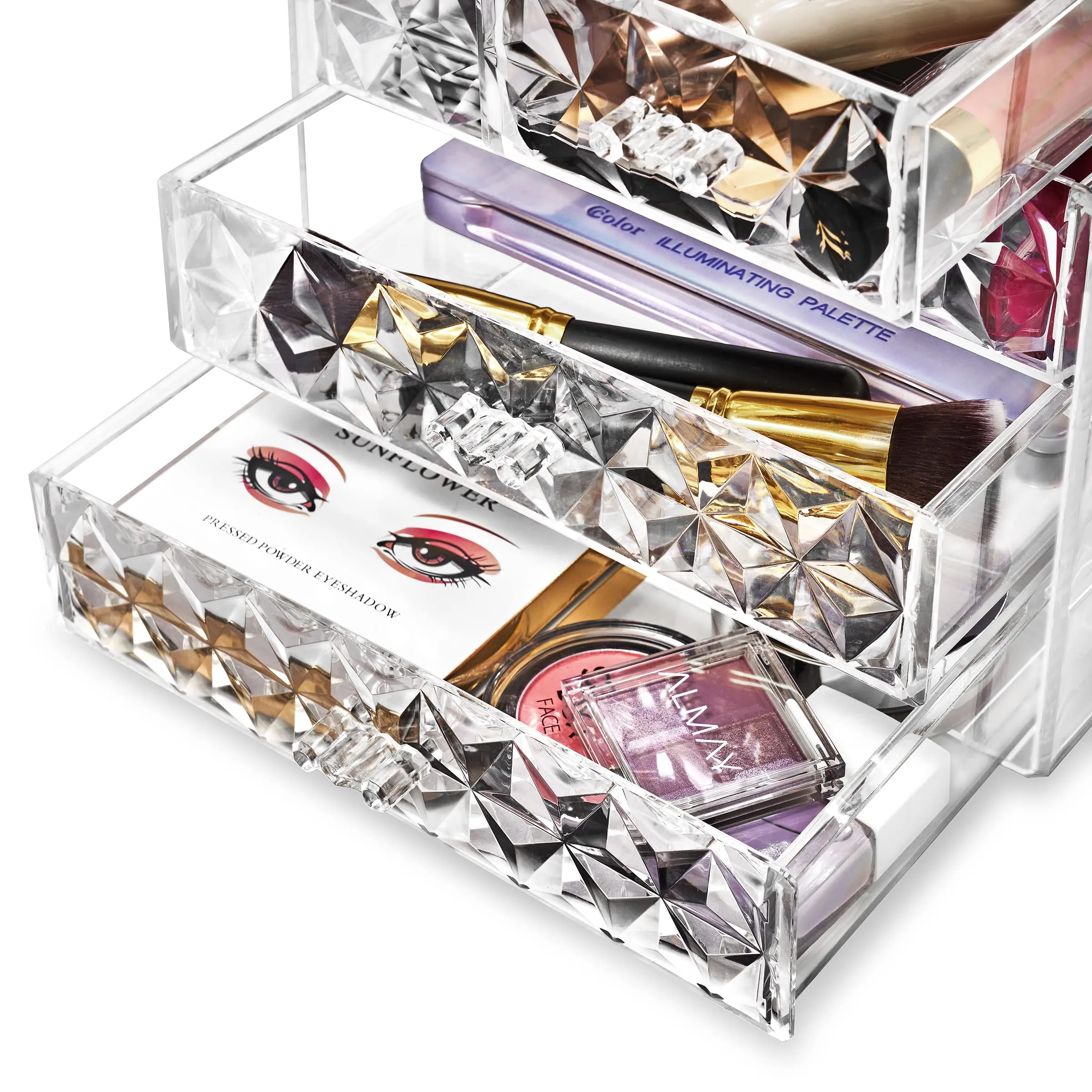 Sorbus Acrylic Makeup Organizer - Organization and Storage Case for Cosmetics Make Up & Jewelry - Big Clear Makeup Organizer for Vanity, Bathroom, College Dorm, Closet, Desk (3 Large, 4 Small Drawers)