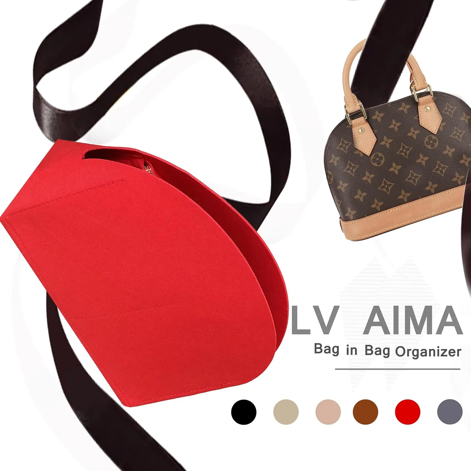 Soyizom Felt Purse Organizer Insert for Tote, Fits Alma BB PM, Red