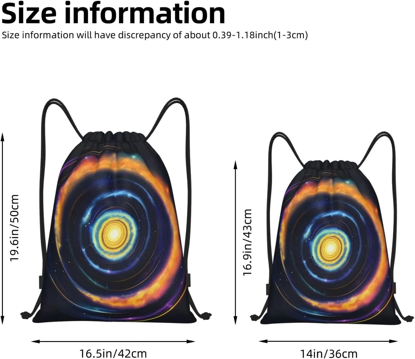 Space Spiral Cosmic Energy Print Drawstring Backpack Foldable Draw String Back Bag For Shopping Sport Yoga Travel.