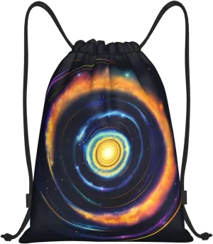 Space Spiral Cosmic Energy Print Drawstring Backpack Foldable Draw String Back Bag For Shopping Sport Yoga Travel.