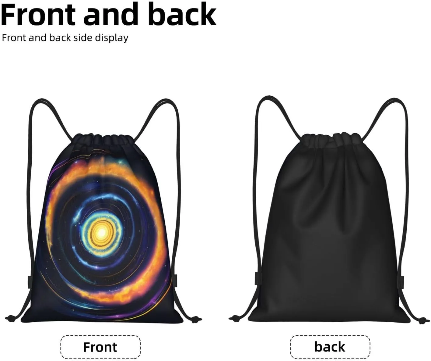 Space Spiral Cosmic Energy Print Drawstring Backpack Foldable Draw String Back Bag For Shopping Sport Yoga Travel.