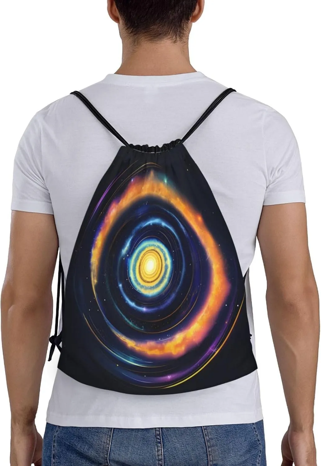 Space Spiral Cosmic Energy Print Drawstring Backpack Foldable Draw String Back Bag For Shopping Sport Yoga Travel.