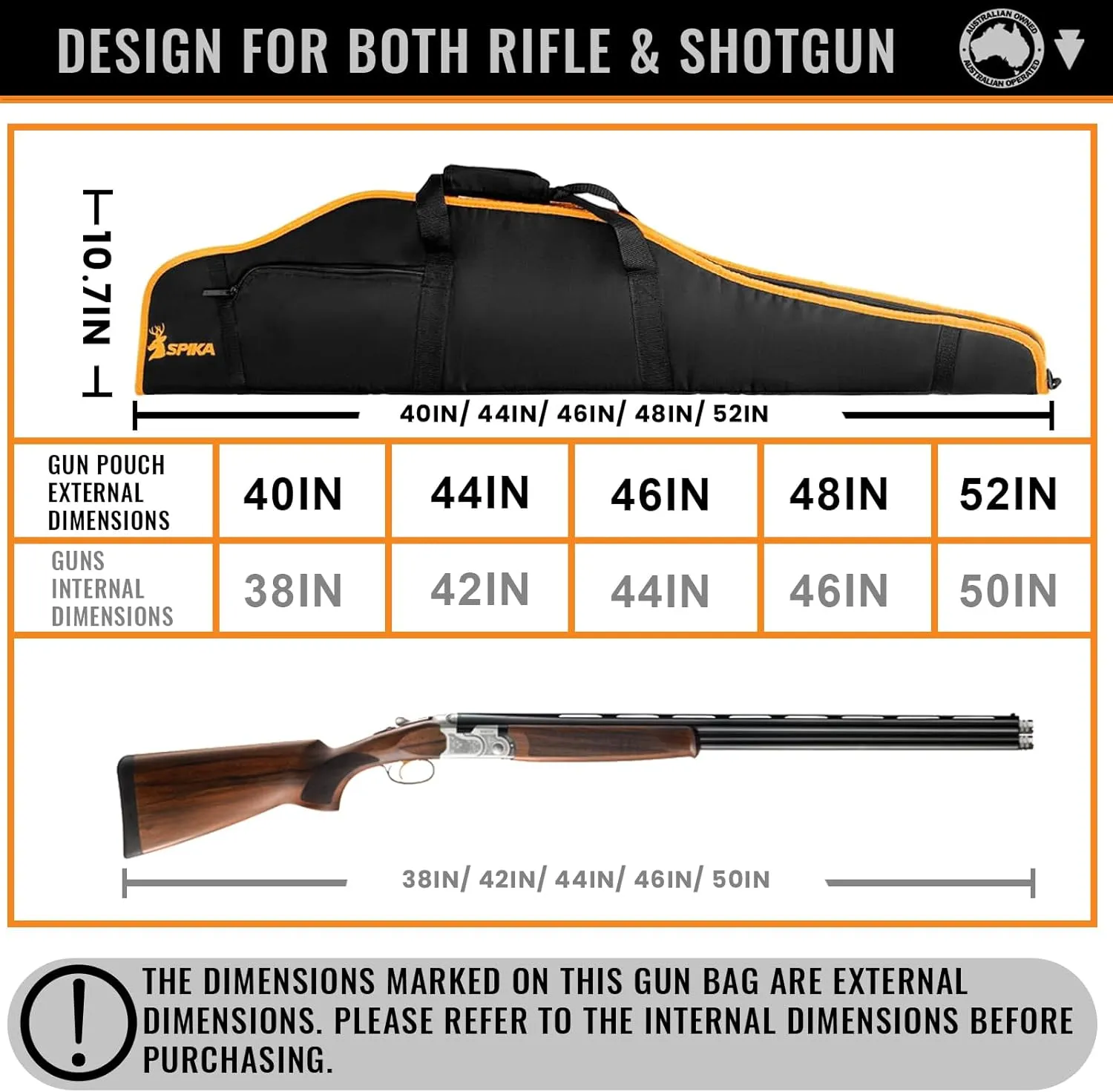 SPIKA Soft Shotgun & Rifle Case: 40" 44" 46" 48" 52" Long Gun Bag with Adjustable Shoulder Strap & Padded Handle for Hunting & Shooting