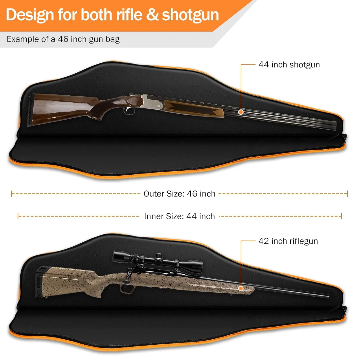 SPIKA Soft Shotgun & Rifle Case: 40" 44" 46" 48" 52" Long Gun Bag with Adjustable Shoulder Strap & Padded Handle for Hunting & Shooting