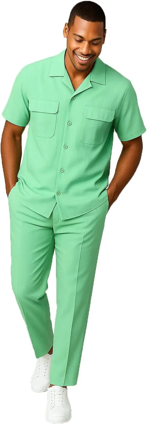 STACY ADAMS Men's Linen Shirt Pant Set