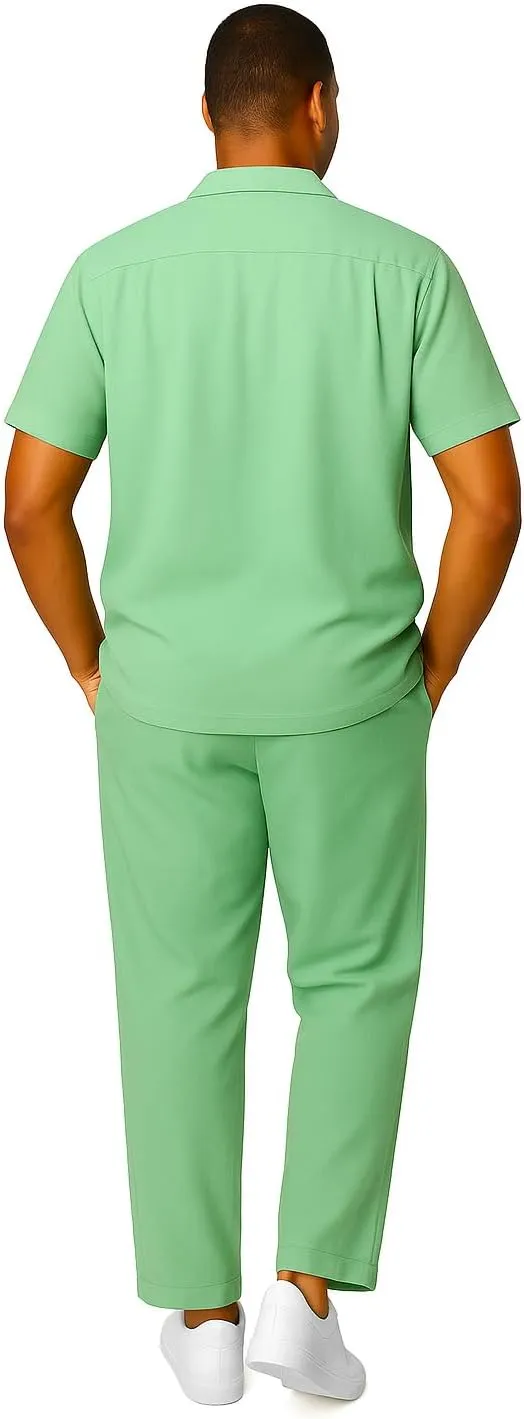 STACY ADAMS Men's Linen Shirt Pant Set