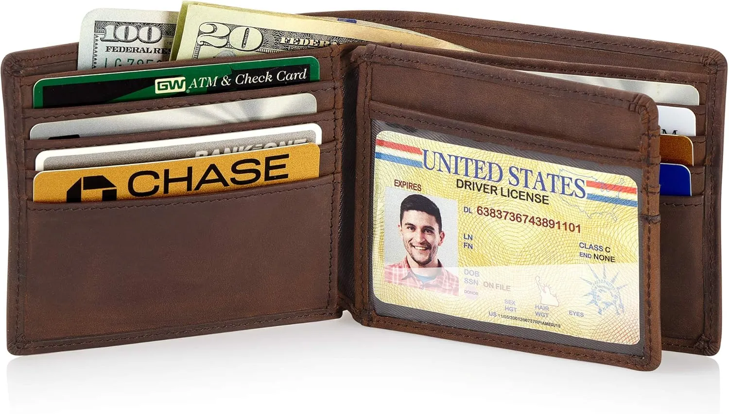 Stealth Mode Leather Bifold Wallet for Men With ID Window and RFID Blocking