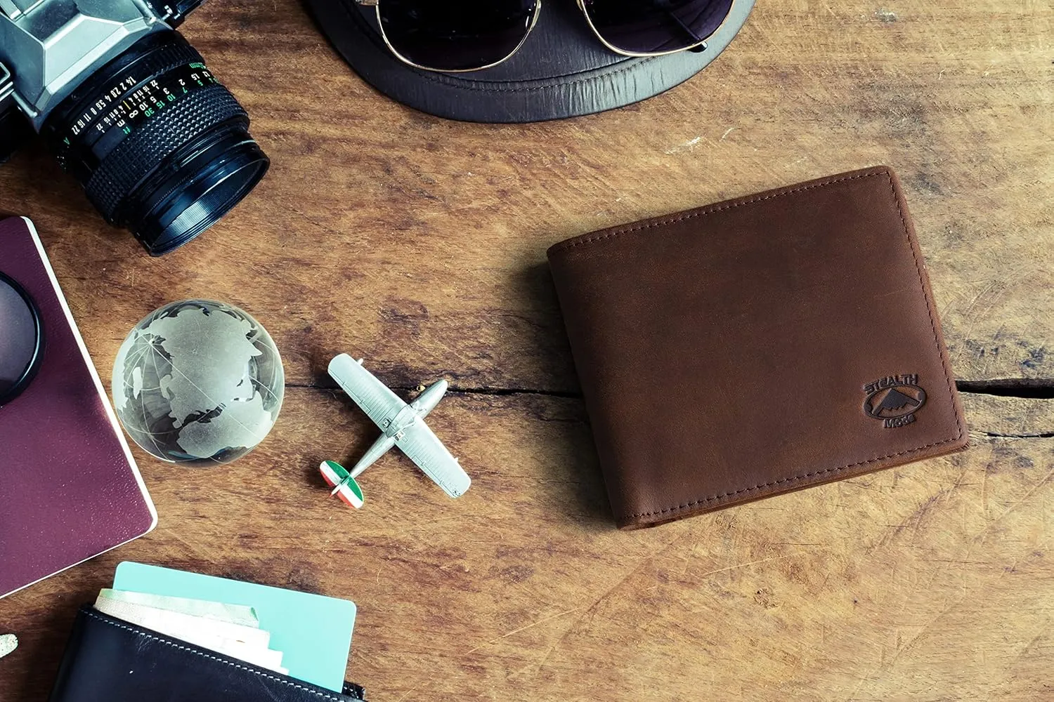 Stealth Mode Leather Bifold Wallet for Men With ID Window and RFID Blocking