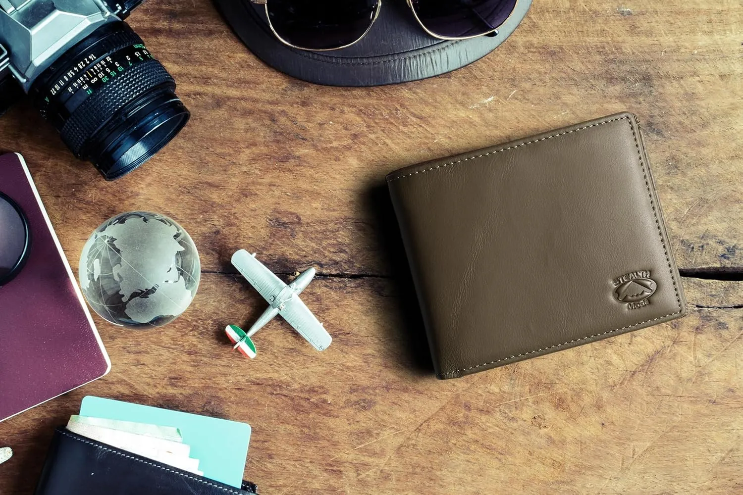 Stealth Mode Leather Bifold Wallet for Men With ID Window and RFID Blocking