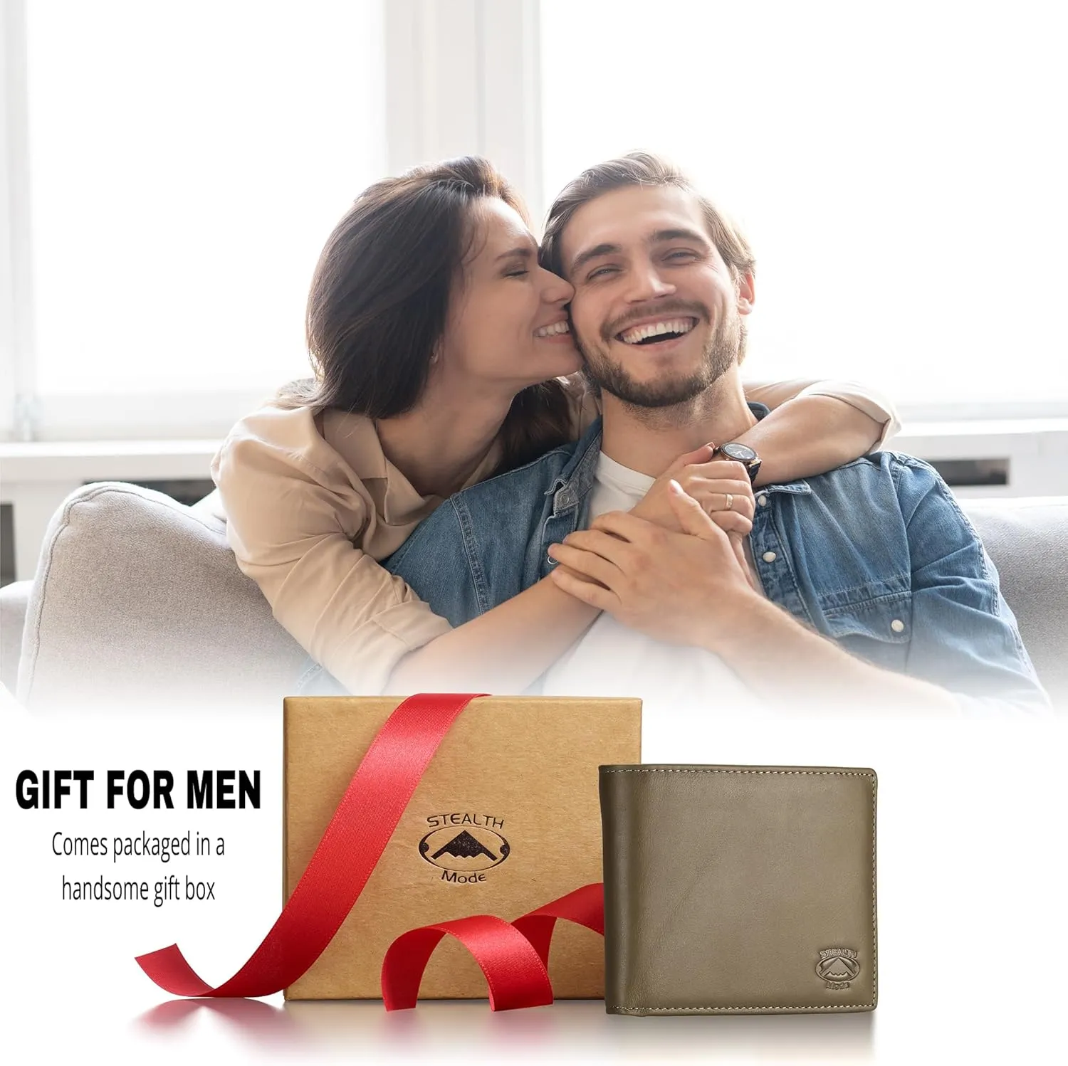 Stealth Mode Leather Bifold Wallet for Men With ID Window and RFID Blocking