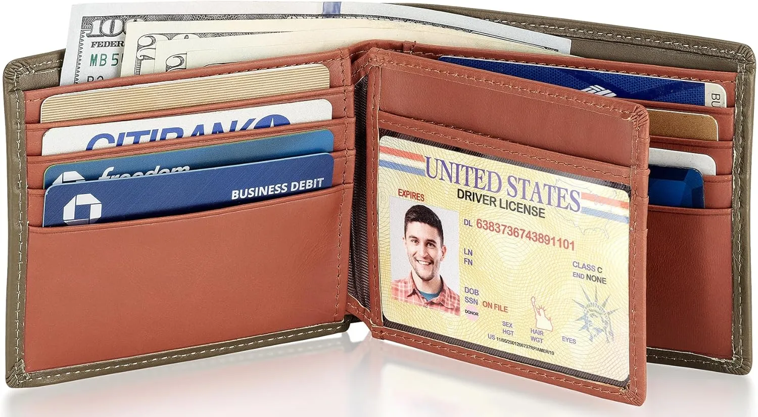 Stealth Mode Leather Bifold Wallet for Men With ID Window and RFID Blocking